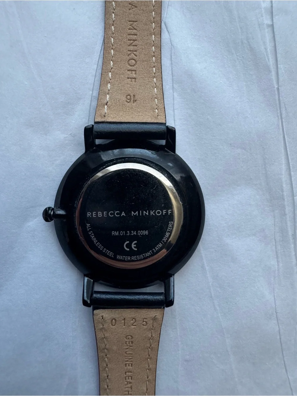 Rebecca Minkoff Black Leather & Black Dial Watch